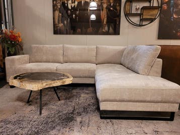 Hoekbank Brandon taupe/ beige | voorraad ACTIE!, Huis en Inrichting, Verzenden, Nieuw, Hout, Modern, hotelchique, industrieel