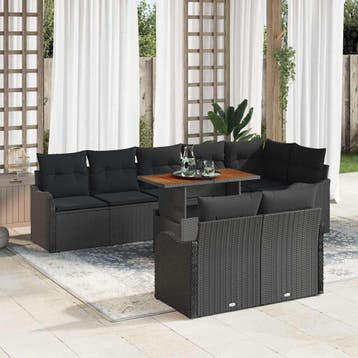 vidaXL Tuin Sofa Set 9 st 8-Aantal zitplaatsen Zwart, Verzenden, Nieuw, Rotan, Meer dan 8 zitplaatsen