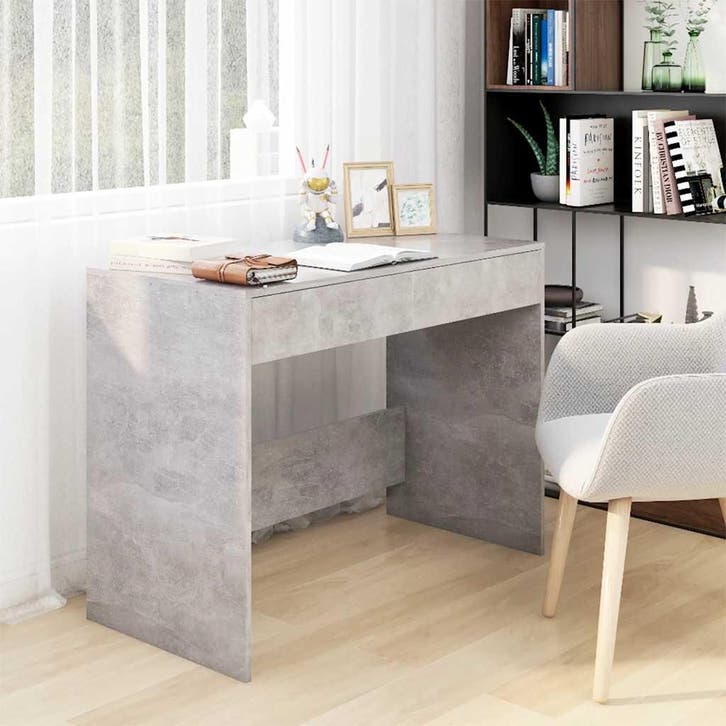 vidaXL Bureau 101x50x76,5 cm bewerkt hout betongrijs, Huis en Inrichting, Bureaus, Nieuw, Verzenden