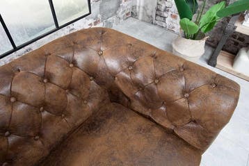 Chesterfield 2-zitsbank 150cm antiekbruin met knoopstiksel, Huis en Inrichting, Ophalen of Verzenden, Nieuw