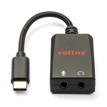 USB C naar 2x jack 3.5 mm adapterkabel | M  V | Roline |, Verzenden, Nieuw