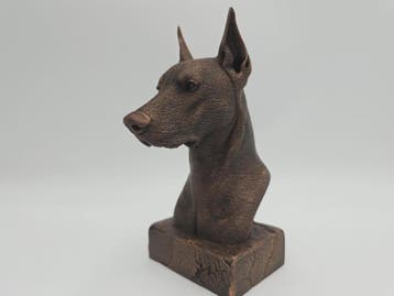 Bust of a Doberman statue - handpainted home decor dog lover, Verzenden, Nieuw
