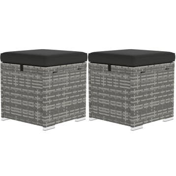 2-delige Set Rattan Krukken Met Rattan-look Opbergruimte Kus, Verzenden, Nieuw
