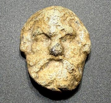 Oud-Romeins Lood Zeldzaam, decoratief hoofd met een
