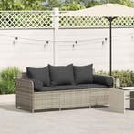 vidaXL Tuinbank 3-zits met kussens poly rattan lichtgrijs, Tuin en Terras, Tuinsets en Loungesets, Verzenden, Nieuw