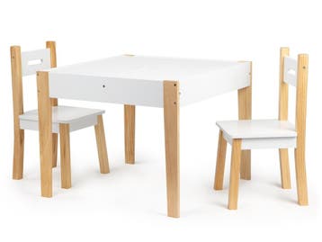 Kindertafel + 2 Stoelen Grenenhout | Tweedekansje OP=OP, Kinderen en Baby's, Kinderkamer | Tafels en Stoelen, Ophalen of Verzenden