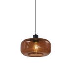 Retro hanglamp zwart met brons glas - Bizle, Verzenden, Nieuw, Glas, Retro