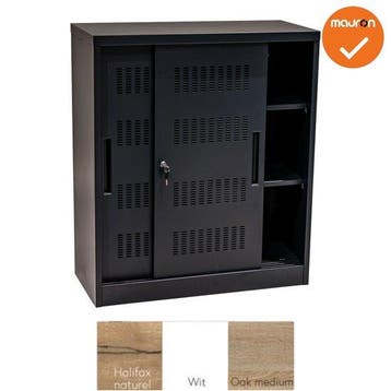 Schuifdeurkast -  Basic - Zwart - 105cm, Werkplek, Ophalen of Verzenden, Gebruikt, Kast