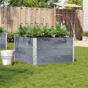 vidaXL Plantenbak 100x100 cm massief grenenhout grijs, Verzenden, Nieuw, Hout