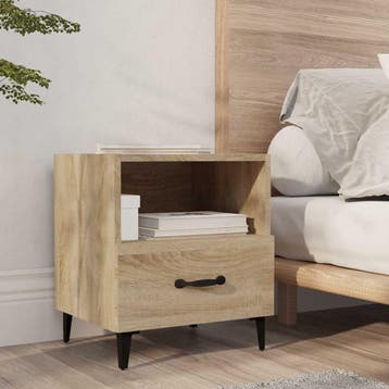 vidaXL Nachtkastje bewerkt hout sonoma eikenkleurig, Minder dan 45 cm, Verzenden, Nieuw, Minder dan 55 cm