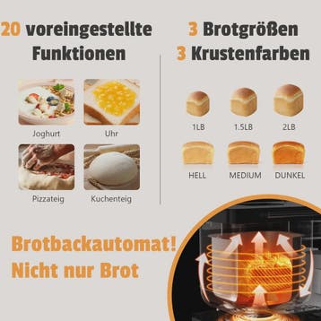 Karinear Broodbakmachine: 20 Programma's, 3 Maten, 15-Uurs T, Verzenden, Nieuw