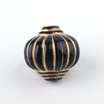 10 x Acryl kralen lantaarn 14 mm – gat 2 mm – zwart/goud, Ophalen of Verzenden, Nieuw, Kraal