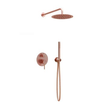Inbouw regendouche met wandarm 20cm douchekop mat rosé goud, Verzenden, Nieuw