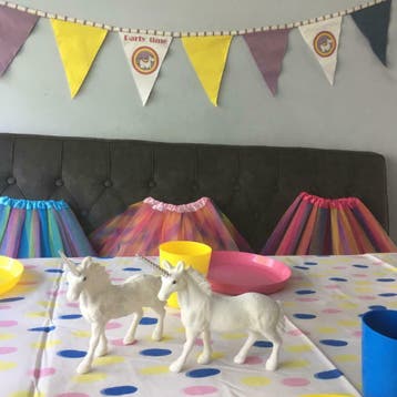Eenhoorn kinderfeestje Themafeest pakket verhuur, Ophalen, Nieuw, Feestartikel, Verjaardag