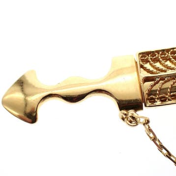 Gouden broche van een Arabische dolk, Ophalen of Verzenden, Gebruikt, Overige kleuren, Goud