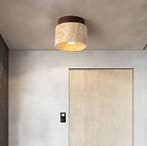 Wabi-Sabi Plafondlamp van Travertijn en Hout - 12x10cm Spot, Verzenden, Nieuw, Hout