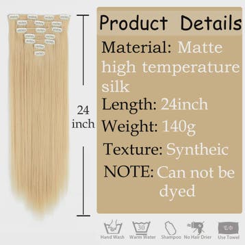 24 Inch Clip-in Haarverlenging - 7 Delig Set met 16 Clips -, Verzenden, Nieuw