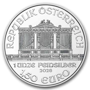 Wiener Philharmoniker 1 oz 2026, Postzegels en Munten, Verzenden, Oostenrijk, Losse munt, Zilver