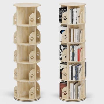 White Rotating Bookcase Storage 5-Tier Book Shelf 20 Compart, Verzenden, Nieuw