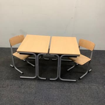 complete schoolset Galvanitas 11 stuks tafels + stoelen, Huis en Inrichting, Stoelen, Gebruikt, Ophalen of Verzenden, Grijs, Vijf, Zes of meer stoelen