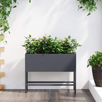 vidaXL Verhoogde Tuin Plantbak Antraciet 60 x 26 x 45 cm, Verzenden, Minder dan 60 cm, Nieuw, Metaal