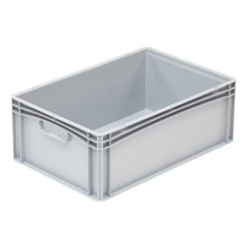 Euronorm Bak 600x400x220 mm 44 liter Grijs Dichte Grepen, Verzenden