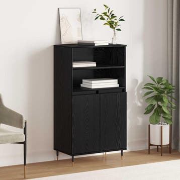 vidaXL Highboard Zwart 60 x 36 x 110 cm Bewerkt hout, Minder dan 50 cm, Verzenden, 100 tot 150 cm, Nieuw