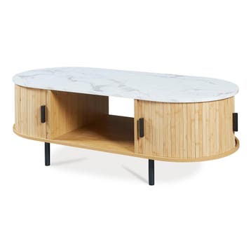 Salontafel Tvedestrand 120x55x40 cm marmer wit en naturel [e, Verzenden, Nieuw