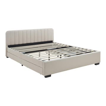 Bed Nofrenna bedframe met 4 bedlades 200x140 cm beige [en.ca, Verzenden, Nieuw