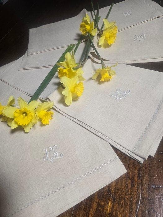 Handdoek (6) - 110 cm - 66 cm - Antieke stoffen, Antiek en Kunst, Antiek | Kleden en Textiel