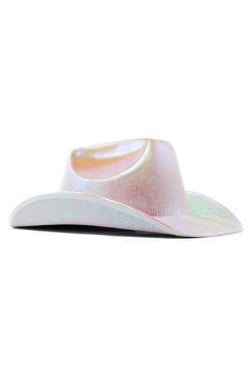 KIMU® Cowboyhoed Iridescent Wit Witte Regenboog Cowboy Weste, Kleding | Dames, Ophalen of Verzenden, Nieuw, Carnaval