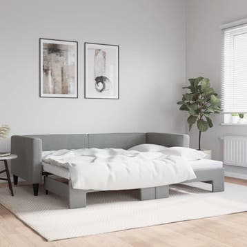 vidaXL Slaapbank met onderschuifbed 100x190 cm stof, Huis en Inrichting, 100 cm, Eenpersoons, Verzenden, Nieuw
