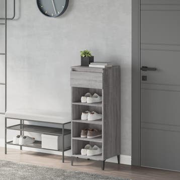 vidaXL Schoenenrek 40x36x105 cm bewerkt hout grijs sonoma, Verzenden, Nieuw