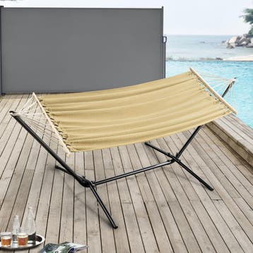 Hangmat Surte met standaard max 120 kg beige [en.casa], Verzenden, Nieuw