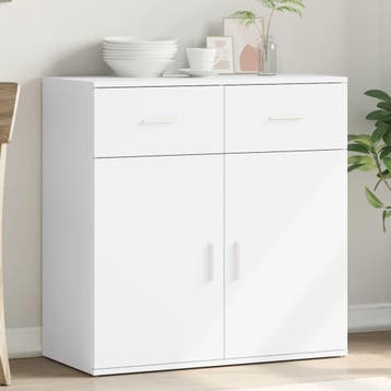 vidaXL Dressoir 79x38x80 cm bewerkt hout wit, Verzenden, Nieuw, Overige houtsoorten, Minder dan 50 cm