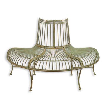 A DEMI ROUND IRON TREE BENCH - REDDISH GREEN (Interieur), Verzenden, Nieuw
