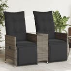 vidaXL Tuinbank 2-zits verstelbaar met tafel poly rattan, Tuin en Terras, Verzenden, Nieuw, Rotan