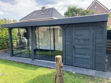 Tuinhuis Citroenvlinder 700x300 met glasschuifwanden., 200 tot 400 cm, Verzenden, Nieuw, 500 cm of meer