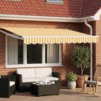 vidaXL Elektrisch Uittrekbaar Zonnescherm Geel en Wit 2,5 x, Tuin en Terras, Zonneschermen, Verzenden, Nieuw