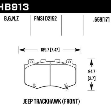 Hawk 18-19 Jeep Grand Cherokee Trackhawk HP+ Front Brake, Ophalen of Verzenden, Nieuw