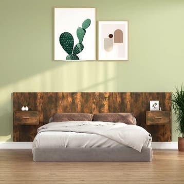 vidaXL Hoofdbord met kastjes bewerkt hout gerookt, Verzenden, Nieuw, Bruin, Hout