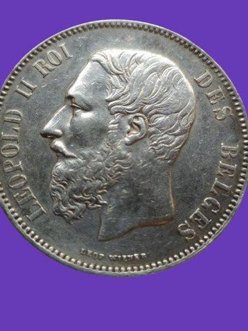 België. Leopold II. 5 Francs 1875 (Zonder minimumprijs)