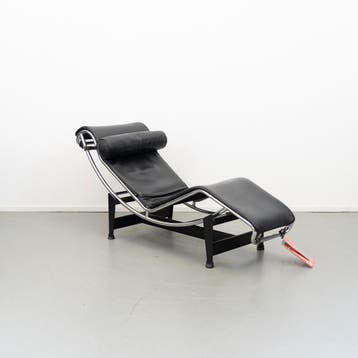 3 Cassina Le Corbusier LC4 Chaise Longue Zwart Leer - Chroom, Eenpersoons, Ophalen of Verzenden, Zo goed als nieuw, Minder dan 150 cm