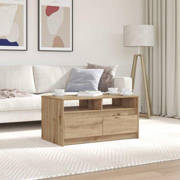 vidaXL Salontafel Ambachtelijk eiken 90 x 50 x 45 cm Bewerkt, Huis en Inrichting, Tafels | Salontafels, Verzenden, Nieuw, 50 tot 100 cm