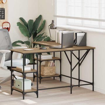 vidaXL Bureau Artisan Eiken 139 x 139 x 75 cm Bewerkt hout, Verzenden, Nieuw