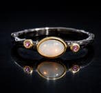 925 zilver zwart gerhodineerd - opaal - rhodoliet - Ring