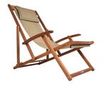 Ligstoel Crème Acaciahout 94x60x94cm (Stoelen), Verzenden, Nieuw