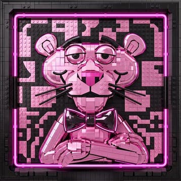 Artxlife - The Charming Pink Panther Lego Art in a Neon Glow, Nieuw