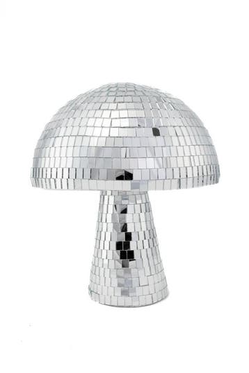 KIMU® Paddenstoel 25 cm Spiegeltjes Zilver Zwam Discobal Pop, Ophalen of Verzenden, Nieuw, Feestartikel, Carnaval