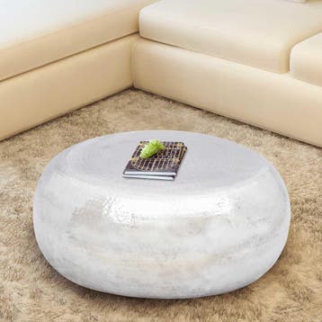 vidaXL Salontafel gehamerd aluminium zilverkleurig, Huis en Inrichting, Verzenden, Nieuw, Metaal